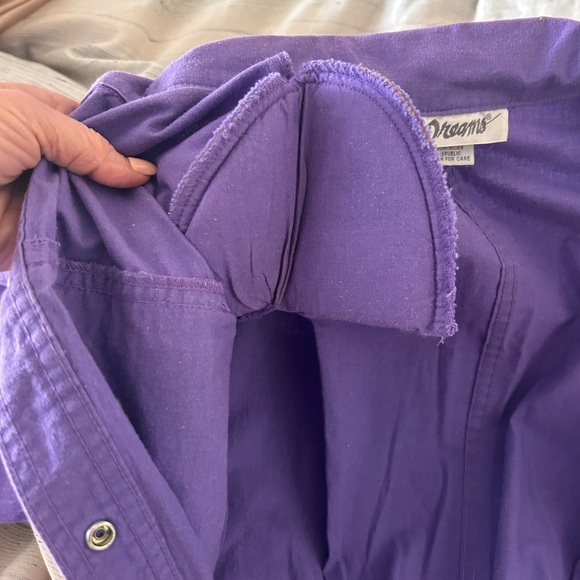 Vintage 1980s Purple Utility Jumpsuit ⚡ Snap Front / Elastic Waist - Picture 9 of 12